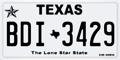 TX license plate BDI3429