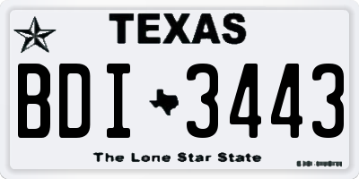 TX license plate BDI3443