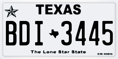 TX license plate BDI3445