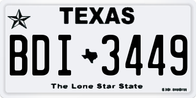 TX license plate BDI3449