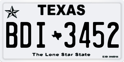 TX license plate BDI3452