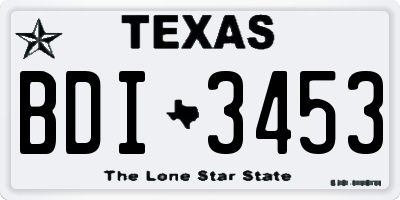 TX license plate BDI3453