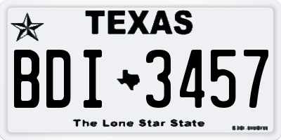 TX license plate BDI3457