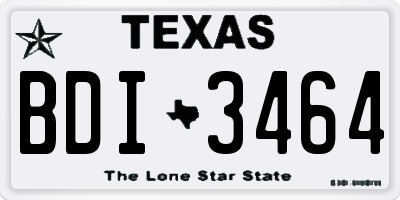 TX license plate BDI3464