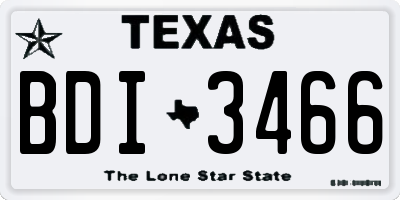 TX license plate BDI3466
