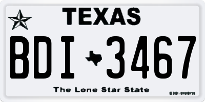TX license plate BDI3467
