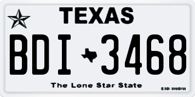 TX license plate BDI3468