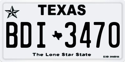TX license plate BDI3470
