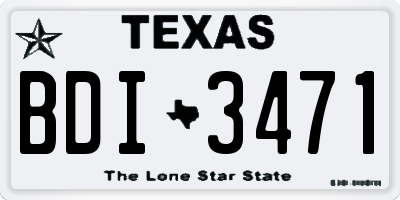 TX license plate BDI3471