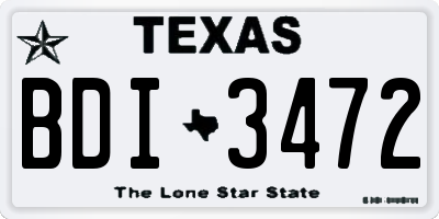 TX license plate BDI3472