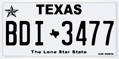 TX license plate BDI3477