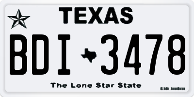 TX license plate BDI3478