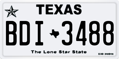 TX license plate BDI3488