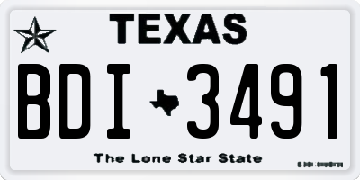 TX license plate BDI3491