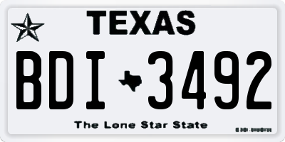 TX license plate BDI3492