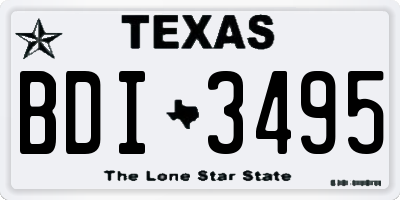 TX license plate BDI3495