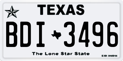 TX license plate BDI3496