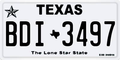 TX license plate BDI3497