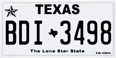 TX license plate BDI3498