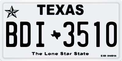 TX license plate BDI3510