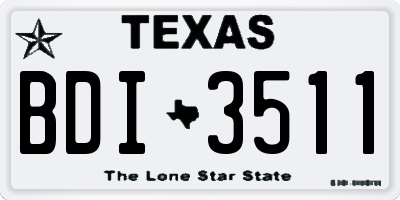 TX license plate BDI3511