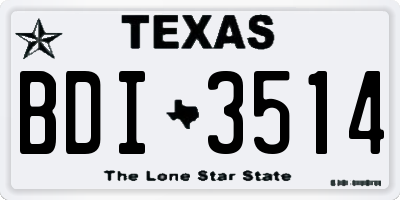 TX license plate BDI3514