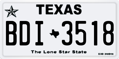 TX license plate BDI3518