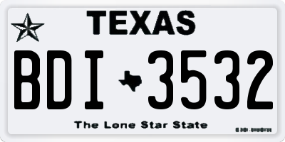 TX license plate BDI3532