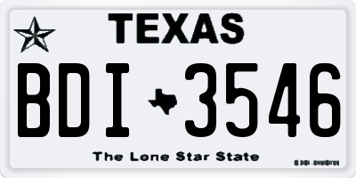 TX license plate BDI3546
