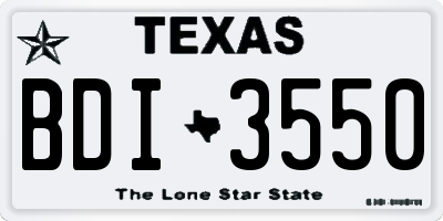 TX license plate BDI3550