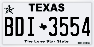 TX license plate BDI3554