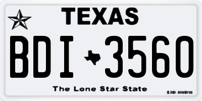 TX license plate BDI3560
