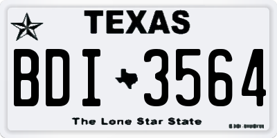 TX license plate BDI3564