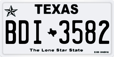 TX license plate BDI3582