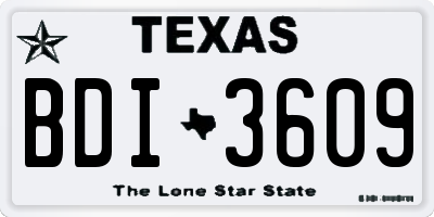 TX license plate BDI3609