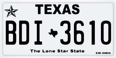 TX license plate BDI3610