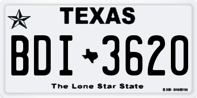 TX license plate BDI3620