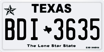 TX license plate BDI3635