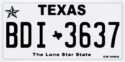 TX license plate BDI3637