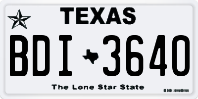 TX license plate BDI3640