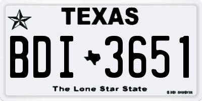 TX license plate BDI3651