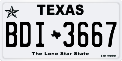 TX license plate BDI3667
