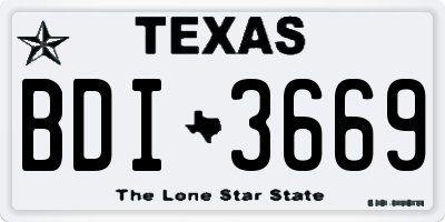 TX license plate BDI3669