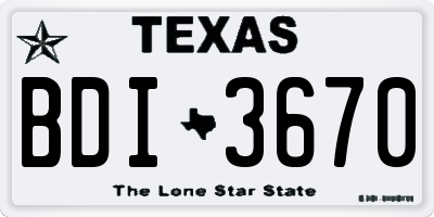 TX license plate BDI3670