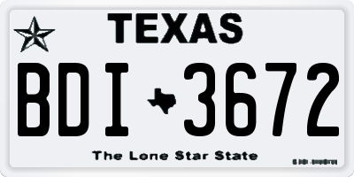 TX license plate BDI3672