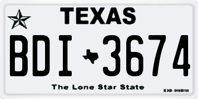 TX license plate BDI3674