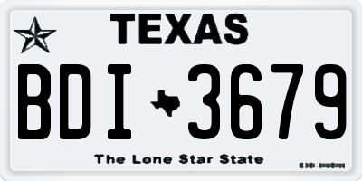 TX license plate BDI3679