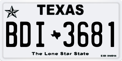 TX license plate BDI3681