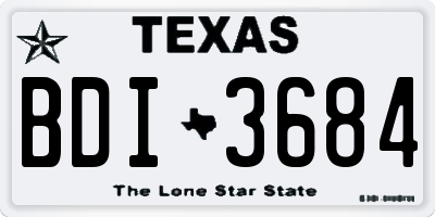 TX license plate BDI3684