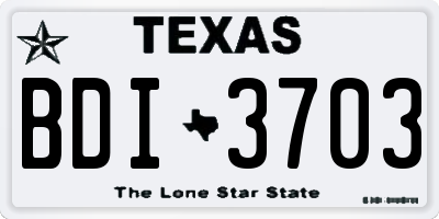 TX license plate BDI3703